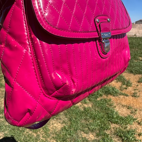 Rare 2005 Coach Poppy Liquid Gloss Quilted Patent Leather Bag -Fuchsia - Vintage - Picture 7 of 11